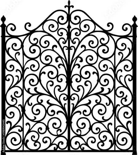 Ornate Wrought Iron Gate Decorative Vintage Design