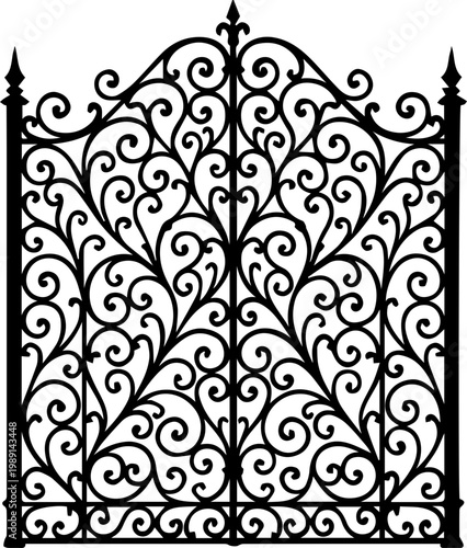 Ornate Wrought Iron Gate Decorative Vintage Design