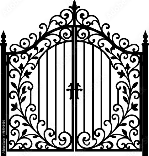 Ornate Wrought Iron Gate Decorative Vintage Design