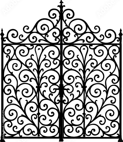 Ornate Wrought Iron Gate Decorative Vintage Design