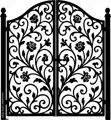 Ornate Wrought Iron Gate Decorative Vintage Design
