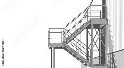 Industrial Metal Staircase Access Platform Exterior