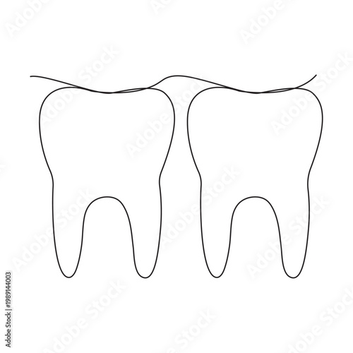 Continuous single line art of teeth dental care and love shape, perfect  vector illustrations.