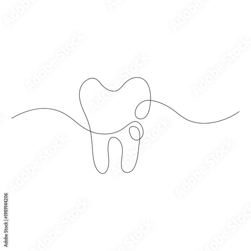 Continuous single line art of teeth dental care and love shape, perfect  vector illustrations.