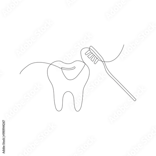 Continuous single line art of teeth dental care and love shape, perfect  vector illustrations.