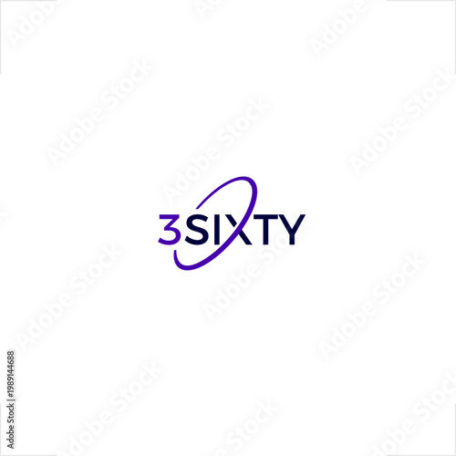 Innovative consulting niche technology industry flat style logo featuring typography with an orbital ring for software development, global networking, and 360-degree business service brand identity us
