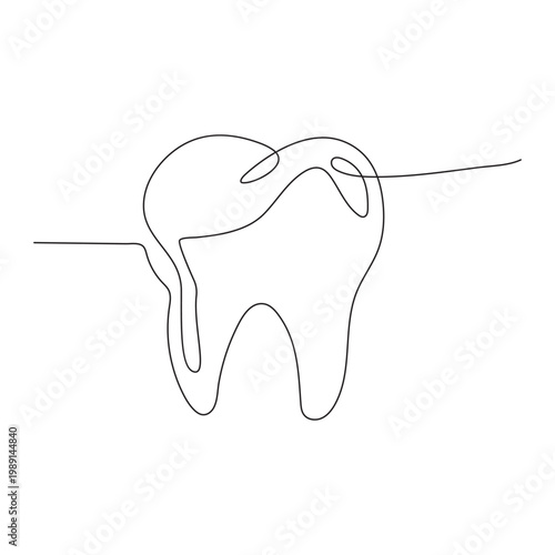 Continuous single line art of teeth dental care and love shape, perfect  vector illustrations.