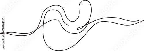 Wavy lines drawing abstract art with smooth curves and fluid motion on white