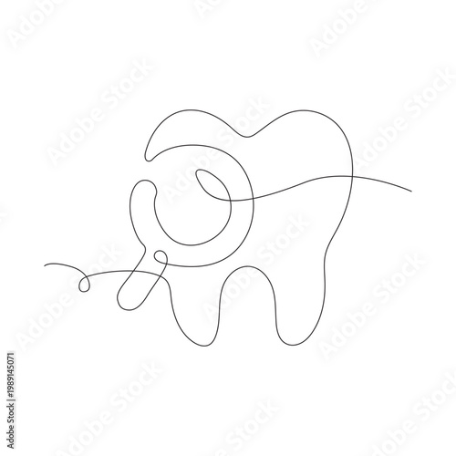 Continuous single line art of teeth dental care and love shape, perfect  vector illustrations.
