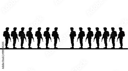 silhouette illustration vector of different army troops making peace, carrying out a ceasefire 24