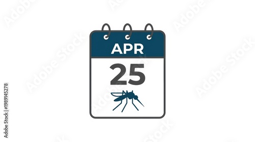 Mosquito Awareness Day Calendar Icon on April Twenty Five