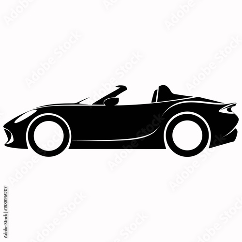 Modern convertible sports car, black silhouette, vector illustration, automotive design, sleek roadster
