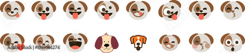 Set of Cute Dog Face