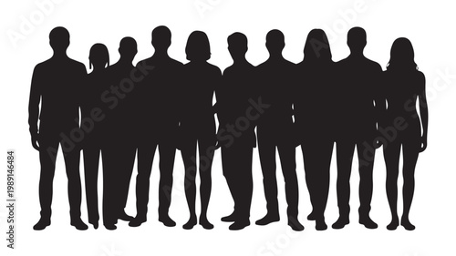 Diversity Silhouettes Group Vector for Inclusion, Social Equality, and Community Unity Concepts