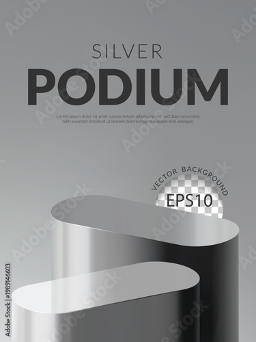 Elegant Two-Tier Metallic Podium for Showcase.  Vector illustration