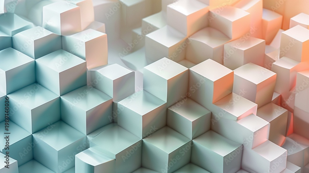 Obraz premium Corporate 3D geometric pattern, translucent cubes, layered gradient, clean.