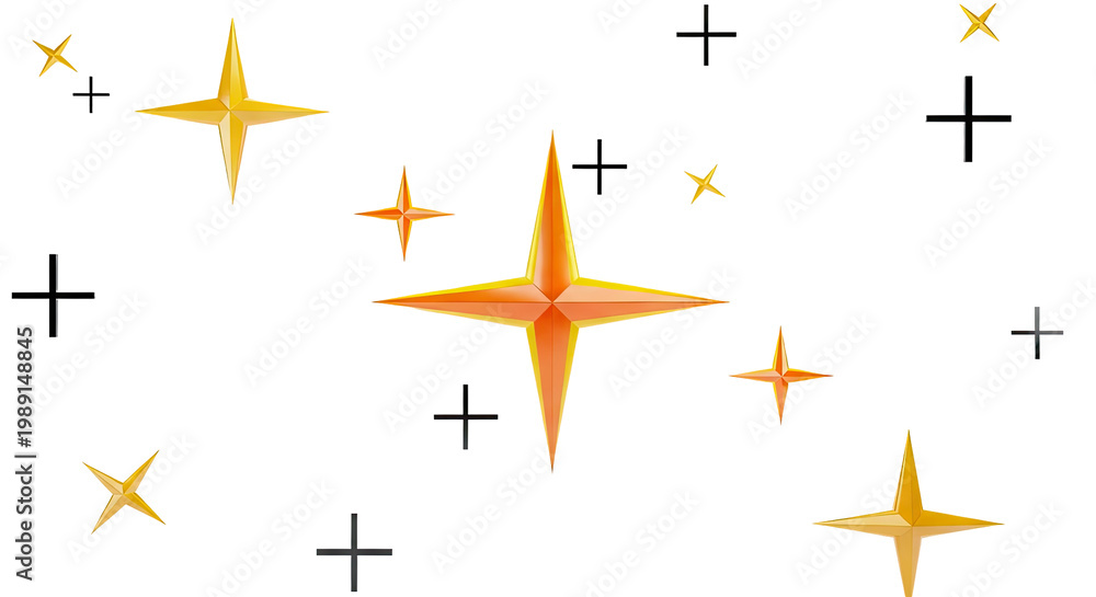 Fototapeta premium Sparkling Stars and Plus Signs on White Background