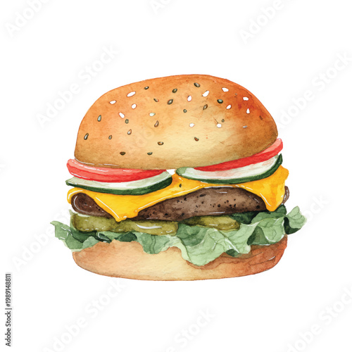 Delicious cheeseburger with fresh lettuce.