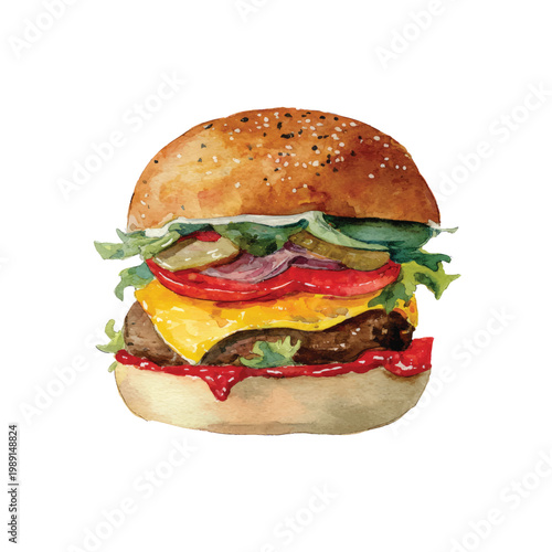 Delicious cheeseburger with fresh ingredients.