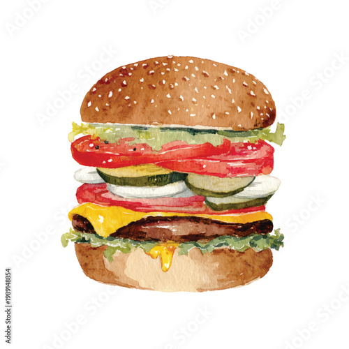 Delicious cheeseburger with melted cheese.