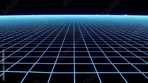 Futuristic Grid Landscape with Neon Lines.