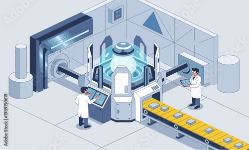 Scientists operating advanced laboratory equipment for research and development.