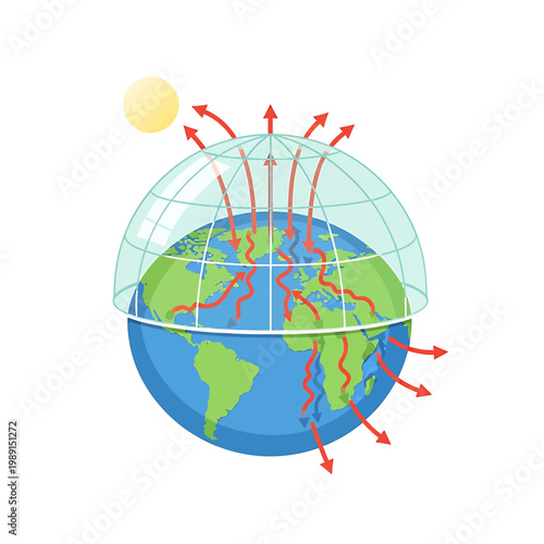 Earth with Greenhouse Effect Diagram.