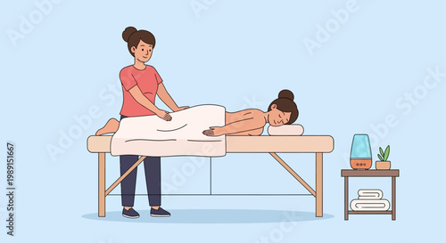 Woman receiving a relaxing back massage from a therapist in a spa setting