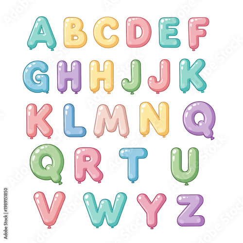 Colorful alphabet letters in balloons 1.