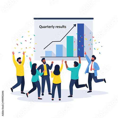 People celebrating business success together.