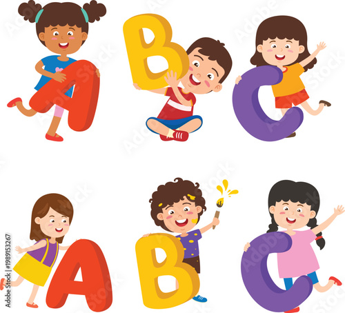 Child Holding Letter A B C Illustration