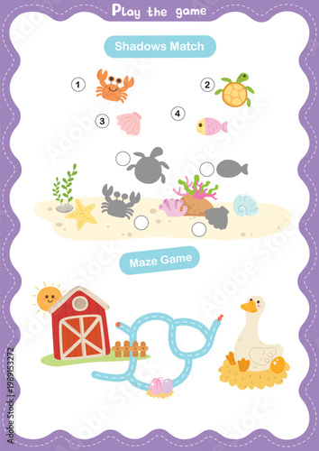 Education Game For Kid Practice Sheet Illustration