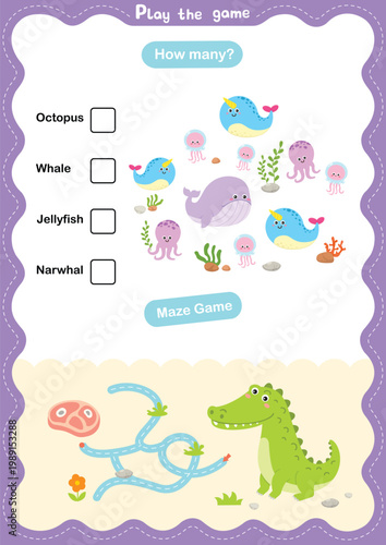 Education Game For Kid Practice Sheet Illustration