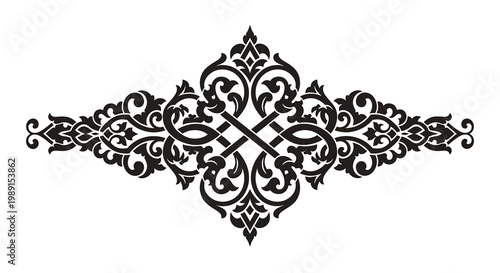 Intricate Black Ornate Decorative Design.