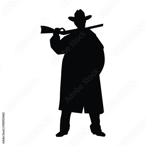 Cowboy gun on shoulders Shape Icon Silhouette Vector black design on a white background