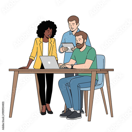 People working at a desk together 1.