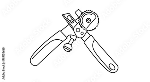 Manual Can Opener Tool Isolated on White Background