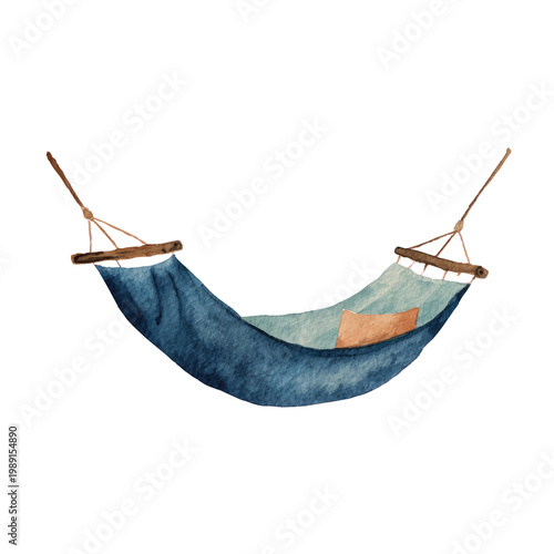 Hammock with colorful fabric and wood.