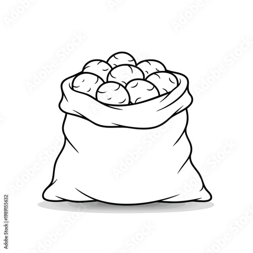 Simple Sketch of a Sack Filled with Fruits for Healthy Food Themes