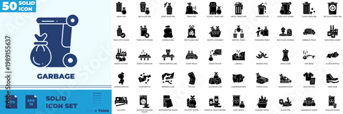 Garbage Solid Editable Icons set