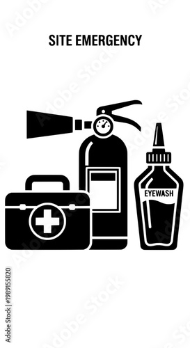 Emergency responders treat eye injury with equipment on site