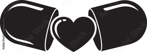 Two capsules forming a heart shape symbolizing love and connection between medicines