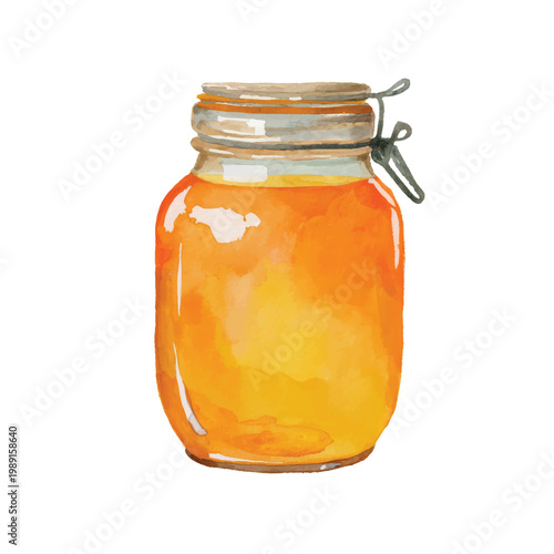 Honey in a glass jar.