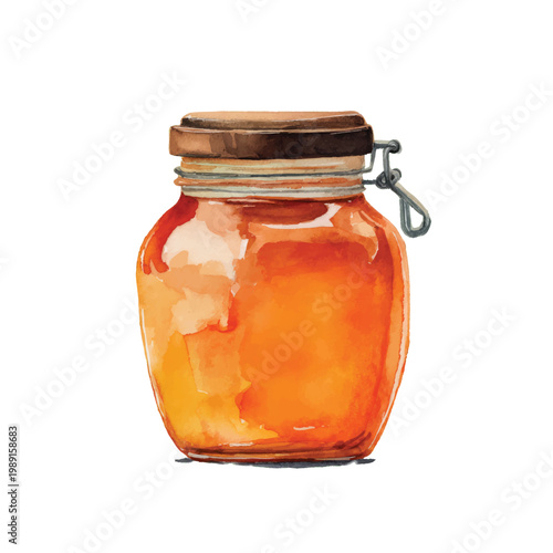 Honey in a glass jar.