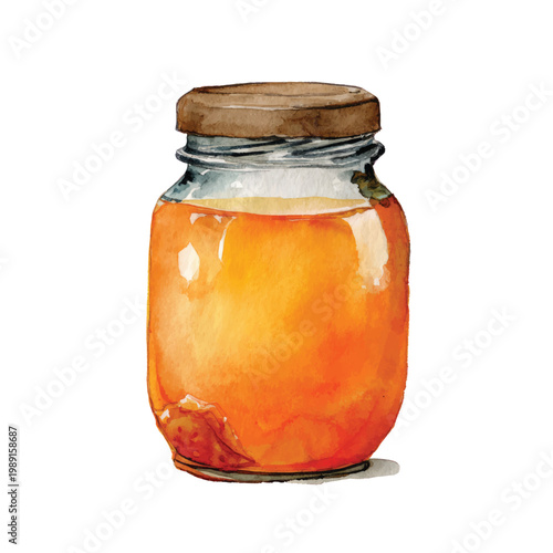Jar of Preserved Fruit in Liquid.