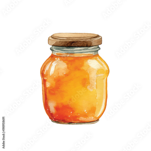 Jar of homemade orange marmalade preserve.