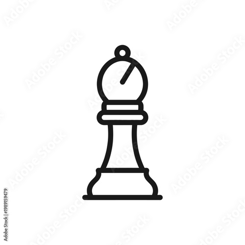 Chess bishop icon. Outline strategic board game piece for competition concepts.