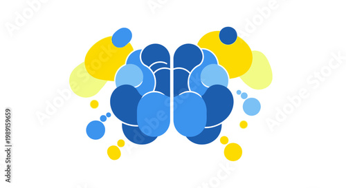 Brain Illustration with Blue Spheres.