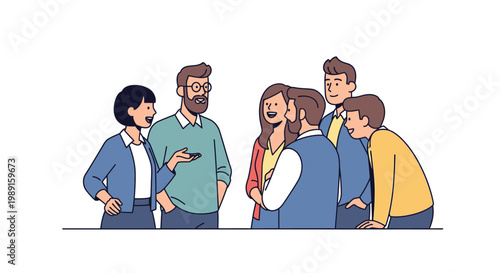 Diverse group of adults chatting.