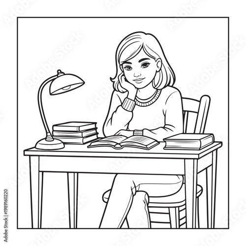 Rich girl moments: Bold and easy coloring pages for adults. line art illustration.